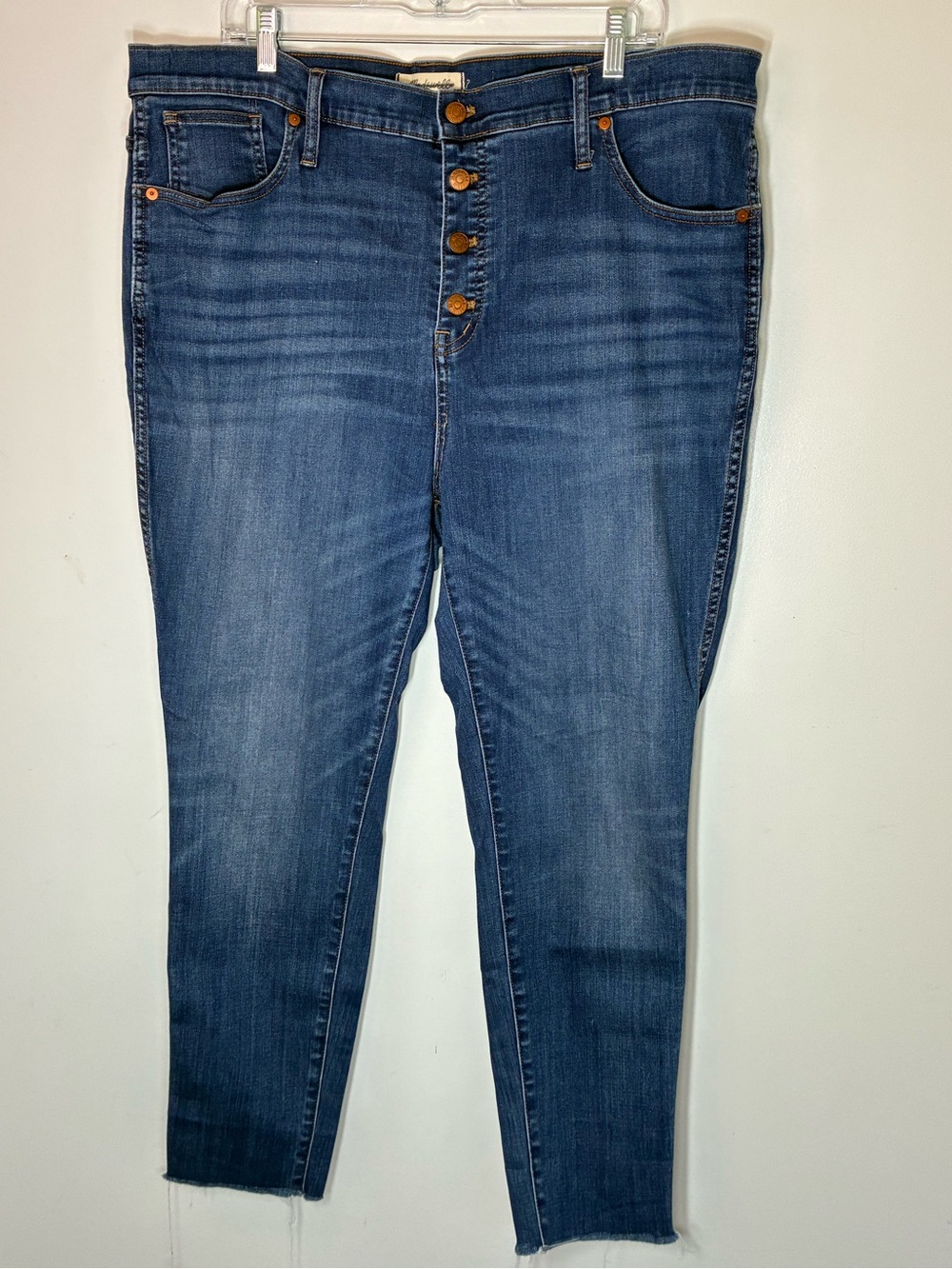 Madewell 10" High-Rise Skinny Crop Jeans Size 35 Medium Wash Raw Hem